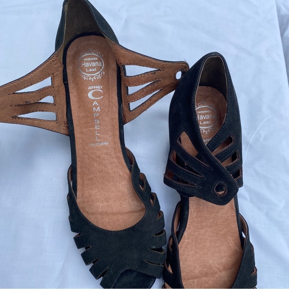 Black Suede Wedge Lace-Up Sandals - Picture 4 of 4